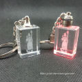 Personlized 3d laser engraving crystal glass keychain with led light for gifts